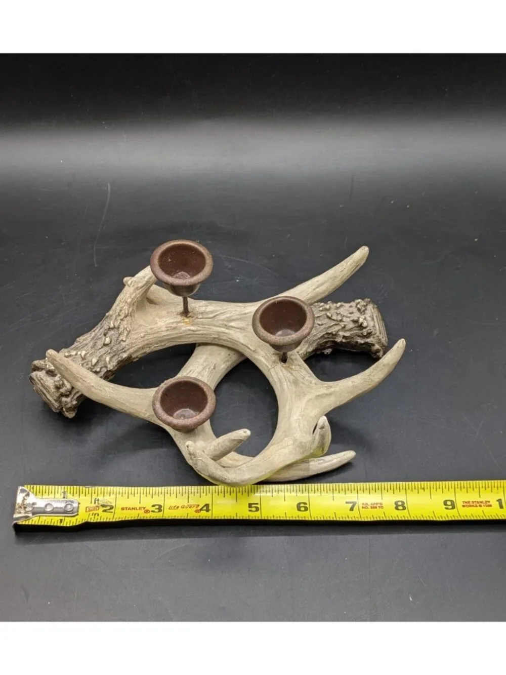 Deer Antler Triple Candle Holder Resin 8
